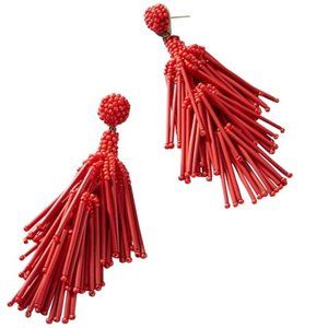 Anthropologie Red Tassel Drop Earrings